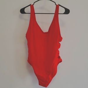Xhiliration Red One Piece Bathing Suit (Large)